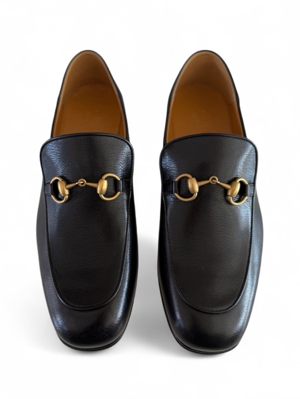 Gucci Black Leather Jordaan Horsebit Loafers Size 7.5 IT. NO BOX.